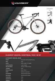 Sepeda Balap Roadbike Gravel ELEMENT ROADBIKE MONTREAL GRAVEL 700C 18 Sp Terbaru