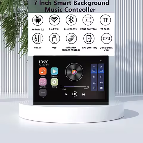Home 7 inch touch screen 2zone audio volume wall power amplifier WIFI Bluetooths sound control panel