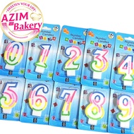 Candle Rainbow Number (1pc) Candle Number | Nombor Lilin Pelangi  | Cake Topper Rainbow Number | 1pc