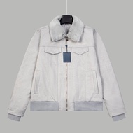 [Correct Version] V Chest Beaded Brand Logo Logo Detachable Wool Sweater Collar Waist Jacket Jacket 