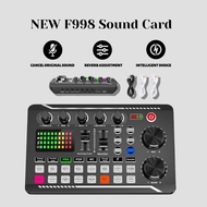 F999 F998 Professional Live Sound Card External Voice Changer Audio Mixer Kit Multiple Sound Effects
