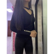 Women's Sweater 2023 Spring and Autumn Sexy V-neck Halter Inner Wear Scheming Design Knitted Bottoming Shirt Western Style Top