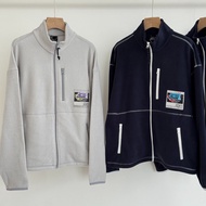 [SR-STUDIO]teket  South Korea Splicing Open Stitch Design Polar Fleece Stand Collar Zipper Jacket Sa