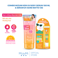 Combo MizuMi Kem chống nắng UV Body Serum Fragrance/ Fragrance Free 180 ml & Serum chống nắng UV Acn