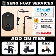 ALPHA EVO INSTANT WATER HEATER WITH MATT BLACK RAIN SHOWER