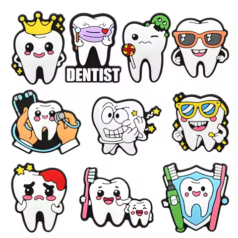 10/16pcs Dental health Shoe Charms for Clogs Shoe Decoration Premium Quality Popular Shoe Accessorie