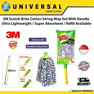 [SG SHOP SELLER]3M Scotch Brite Cotton String Mop Set With Handle Ultra Lightweight / Super Absorbent / Refill Available