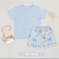 Mooi pocket tee set sky blue 4Y