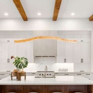 木質吊燈 線性吊燈 弧形吊燈 廚房中島燈