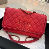 *SHIHNA名牌精品* Chanel vanity WOC 紅色金鍊荔枝牛皮