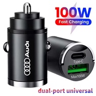 [Ready Stock] Audi 100W Dual Ports Mini USB Car Charger Super Fast Charging Aluminum Alloy Phone Cha