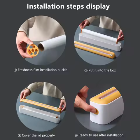Waterproof Saran Wrap Dispenser with Slide Cutter Food Cling Film Wrap Dispenser Reusable Dispenser 