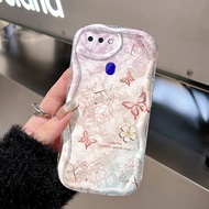 Casing HP OPPO R15 R17 Case Casing HP Cute Flower And Butterfly Pattern Softcase Side Wave Limit Phone Protection Casing