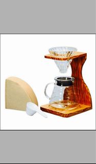 (可預訂）HARIO | V60 玻璃濾杯 木架咖啡壺組套裝 (1-4杯) VSS-1206-OV