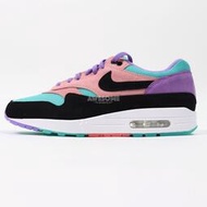 NIKE AIR MAX 1 ND 黑 粉紫 綠 麂皮 笑臉 復古慢跑鞋 男女鞋 BQ8929-500  露天拍賣