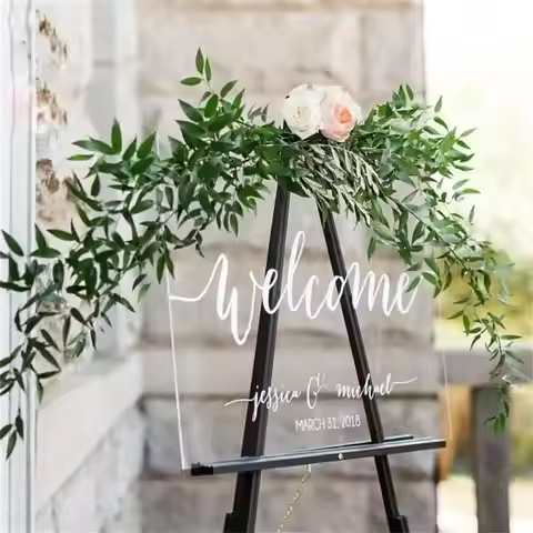 Customized Welcome Acrylic Plate Wedding Sign Board Western Acrylic Letter Plate Indicator Reception