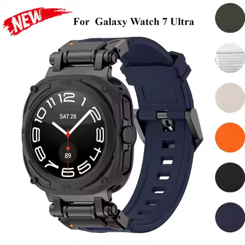 Case+Strap For Samsung Galaxy Watch 7 Ultra Soft TPU Silicone Band Metal Case for Samsung Galaxy Wat