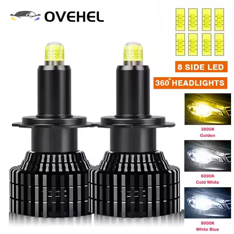 360° 8 Sides LED H7 Car Headlight Bulb 26000LM 100W D1S D2S D4S H1 H3 H11 H8 HB3 9005 HB4 9006 9012 