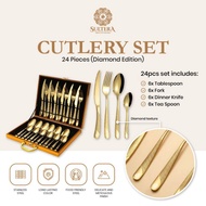 Cutlery 24pcs Set Exclusive Sultera set sudu garfu stainless Steel diner cutlery hotel spoon fork kn