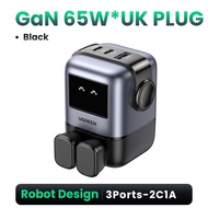 UGREEN Uno Charger 65W RobotGaN Charger 2 USB C 1 USB A Wall Charger GaN Charger for MacBook Pro/Air