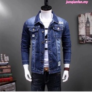 Ready Stock jaket jeans lelaki denim coat Denim jacket men's slim vintage stretch jeans suit trendy 