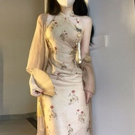 Yujie Wears Chinese Style Improved Cheongsam Young Style Sexy Retro New Chinese Style Dress Spring D