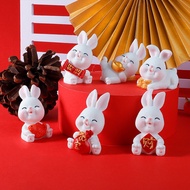 1PC Chinese New Year Cute Rabbit Ornament DIY Mini Resin Ornaments Spring Festival Car Desktop Home Decor New Year Birthday Christams 2023 Gift