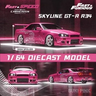 ความเร็วที่รวดเร็ว FS 1:64 Nissan Skyline เส้นขอบฟ้าจีทีอาร์ R34รุ่นแบบจำลองรถจากโลหะอัลลอยด์