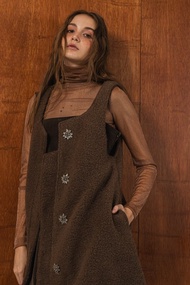 cashmere vest dress jacket 羊絨背心洋裝外套  brown 可可棕