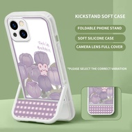 Kickstand Casing for Vivo Y02 Y78 V25 V27e Pro Tulip Rabbit Soft Silicone Case Full Cover | ZJ A007