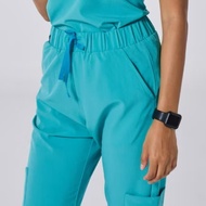 Arfi Scrub Jogger สี Sea Blue เเบบขาจั๊ม (เฉพาะเสื้อเฉพาะกางเกง) ชุดสครับทางการเเพทย์ ป้องกันเเบคทีเ