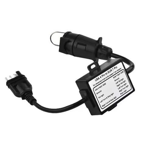 4Pin To 7Pin Trailer Light Converter US 4-Pin To EU 7-Pin Round Plug Separation Brake Light Connecto