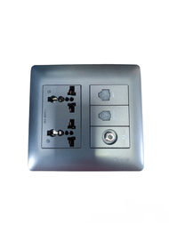 Duplex Universal Outlet with Telephone Outlet LAN Outlet and Cable TV Outlet Graphite ( Omni) Design