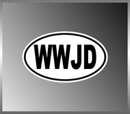 What Would Jesus Do WWJD Vinyl Euro Decal Bumper Sticker 3" x 5"