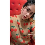 VIP1 Long-Sleeved Silk Shirt Red Cherry Pattern Chest 46-68 Length 29