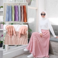 Rok Plisket Dewasa Premium Polos Tebal Asli Ori Rempel Payung Murah Muslim Style Abu Muda Almond Arm