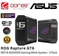 ASUS ROG RAPTURE GT6 (2-PACK) AX10000 TRI-BAND WIFI 6 GAMING MESH SYSTEM WITH AURA RGB, SUPPORT 160 