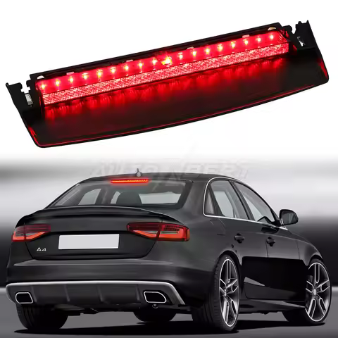 LED High Center Mount Stop Light 3rd Third Brake Light Red Lamp Smoke Lens For AUDI A4 S4 A4 2009-20