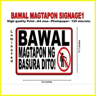 ✤ ஐ ✗ Bawal magtapon ng basura signage laminated