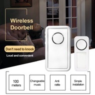 BYSL Wireless Doorbell Home IP44 Waterproof Anti-interference Welcome 18 Mdies Door Bell Chimes Support 100Meters Distan