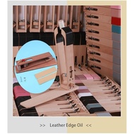 DIY hand sewn beech clamping leather carving leather mahogany fixed shelf clamping straight line han