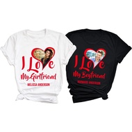 Custom Photo T-Shirt I Love My Girlfriend Shirt With Photo Valentines Day Tshirt Cotton Girlfriend A
