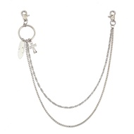 Metal Retro Pants Chain Feather Yuan Decoration Double-Layer Combination Pants Ripple Punk Waist Hip