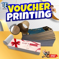 TBF Custom Voucher Printing Colour 140mm x 70mm Printing Design Sendiri Coupon Art paper 128gm