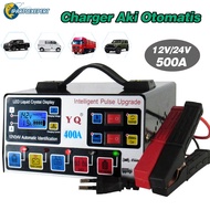 【Ready Stok】IPARTSEXPERT Seterek Cas Aki Motor Mobil 24 Volt Otomatis Charger Aki 12V 24V 500AH Otom