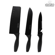 iGOZO Non Stick Stainless Steel Kitchen Knife - Santoku Knife/Chopping Knife/Fruit Vegetable Knife (3 Pcs)