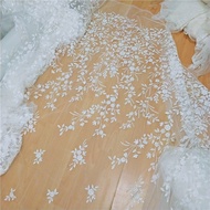 1 Yards 130CM Width Fashion Dress Top Quality Off White Gorgeous Embroidered French Lace Fabric 3D B