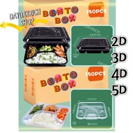 2D3D4D5D Black/clear bento box bento lunch box with lid plastic disposable box fast food container