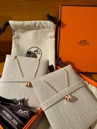 Hermès 愛馬仕mini pop h項鍊  櫻花粉金鍊及玫瑰金