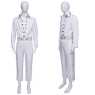 White Elvis Presley cosplay costume, Elvis Presley cosplay outfit, cosplay Halloween performance cos